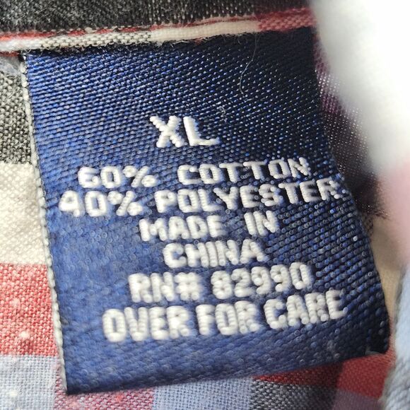 Koni Jean Co. Multi Color Plaid  Button Front Short Sleeve Shirt Size XL - Picture 7 of 13